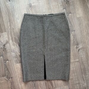 Club Monaco 100% Wool Pencil Skirt, Black And‎ Gray Checkered
